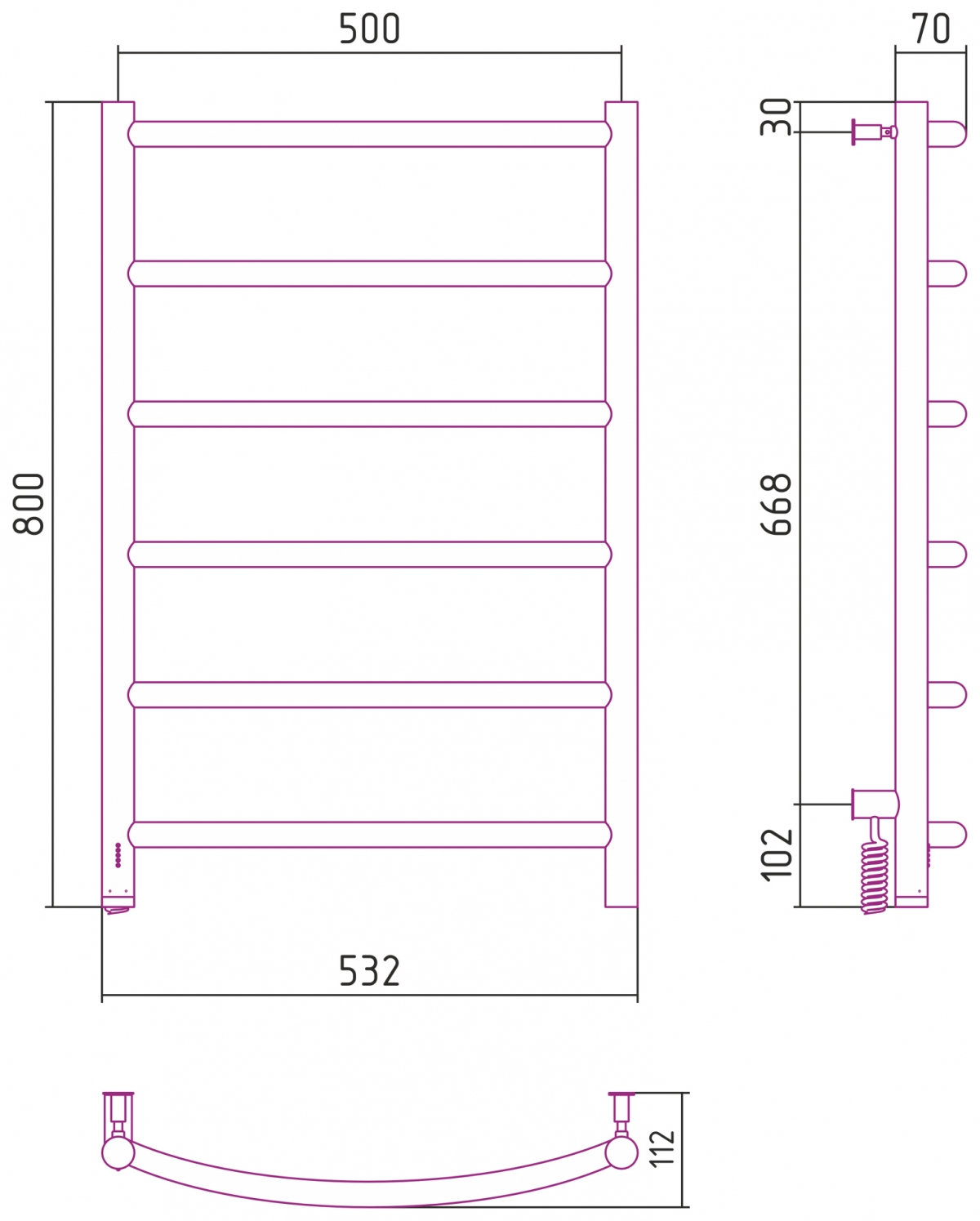 Полотенцесушитель электрический Сунержа Галант 4.0 800x500